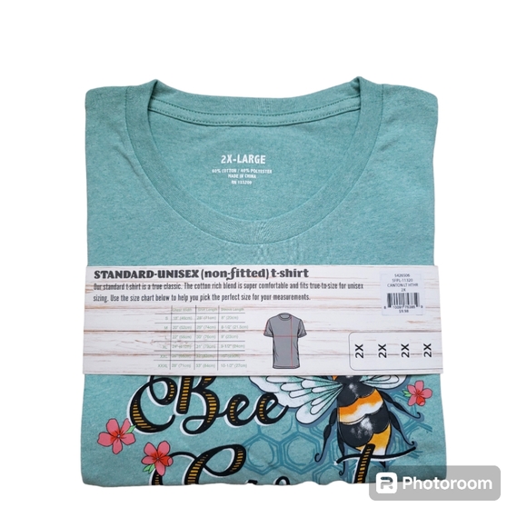 Bee and Flowers Standard-unisex Non-fitted Light Green T-shirt - Picture 2 of 9